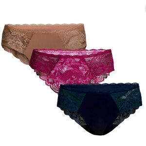 Joyspun Microfiber & Lace Hipster Panties 3-Pack Underwear Women’s XS 0-2